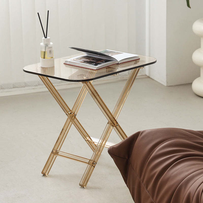 Modern Foldable Transparent Side Table — Amber