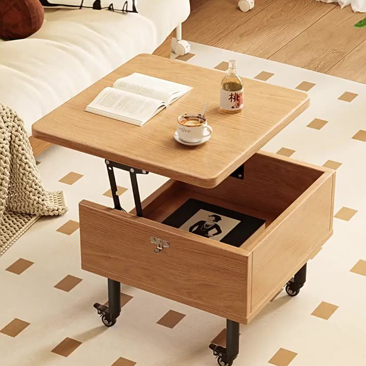 Minimalist Foldable Pine Wood 2-Tier Side Table