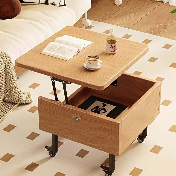 Minimalist Foldable Pine Wood 2-Tier Side Table