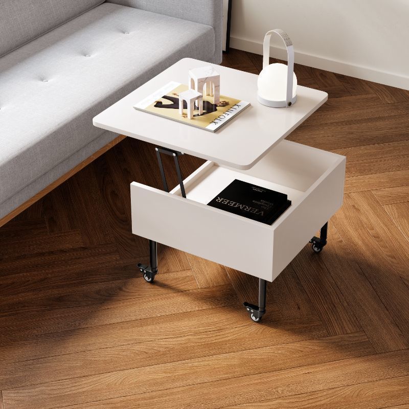 Lighom minimalist pine 2-tier white end & side tables