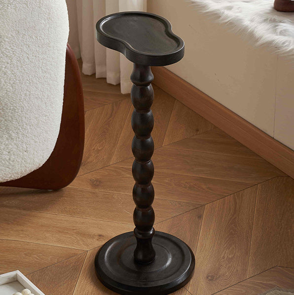 Retro Gourd Spiral Rubber Wood Tray Side Table