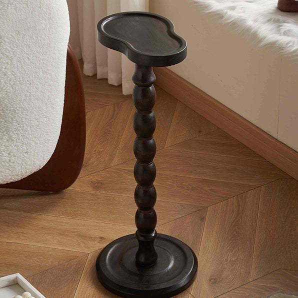 Retro Gourd Spiral Rubber Wood Tray Side Table