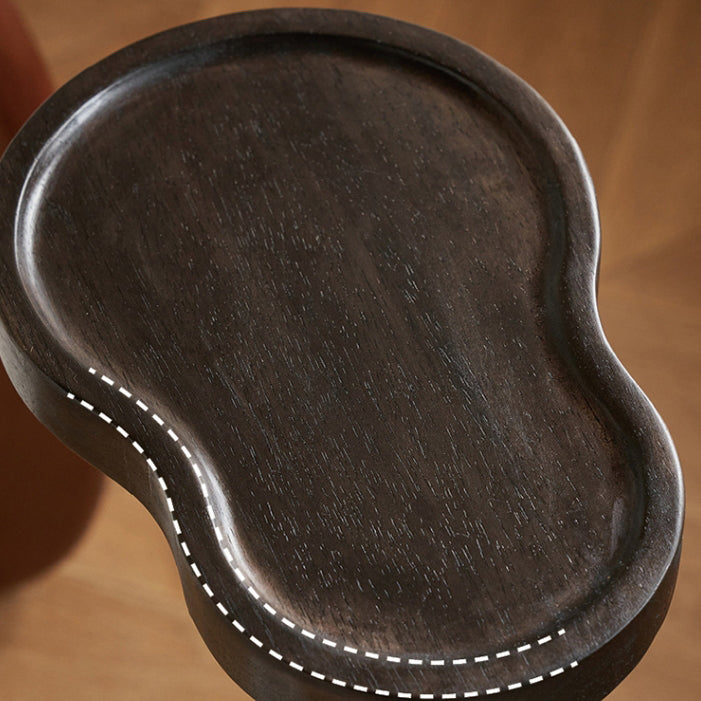 Retro Gourd Spiral Rubber Wood Tray Side Table