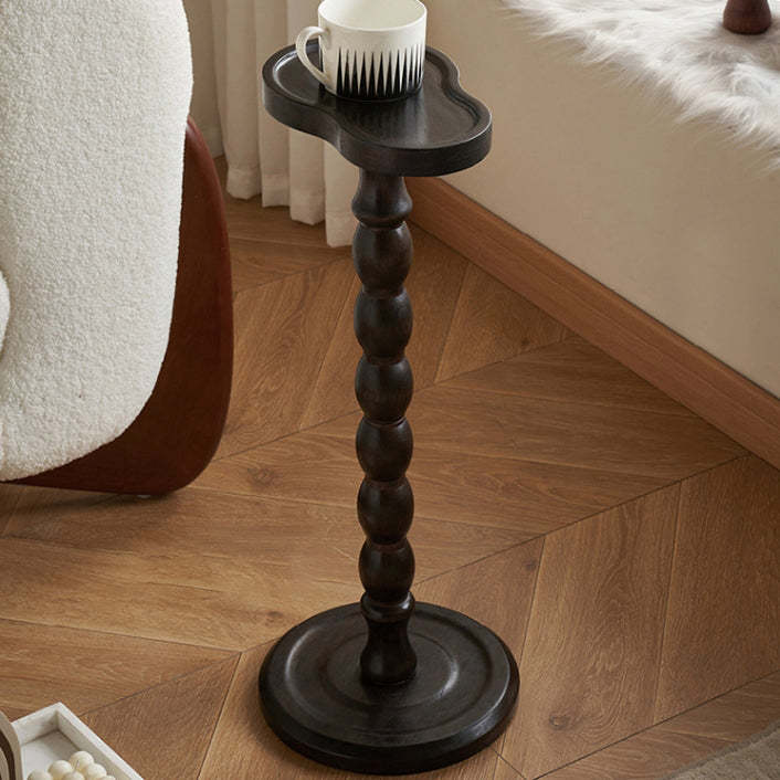 Retro Gourd Spiral Rubber Wood Tray Side Table
