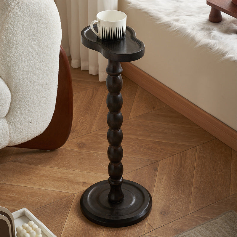 Retro Gourd Spiral Rubber Wood Tray Side Table