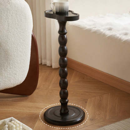 Retro Gourd Spiral Rubber Wood Tray Side Table