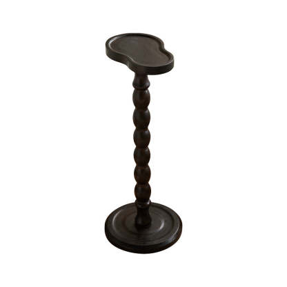 Retro Gourd Spiral Rubber Wood Tray Side Table