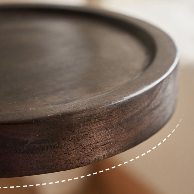Retro Gourd Spiral Rubber Wood Tray Side Table