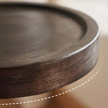 Retro Gourd Spiral Rubber Wood Tray Side Table