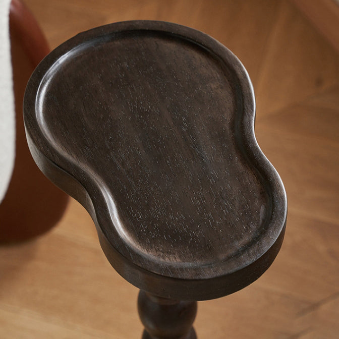 Retro Gourd Spiral Rubber Wood Tray Side Table