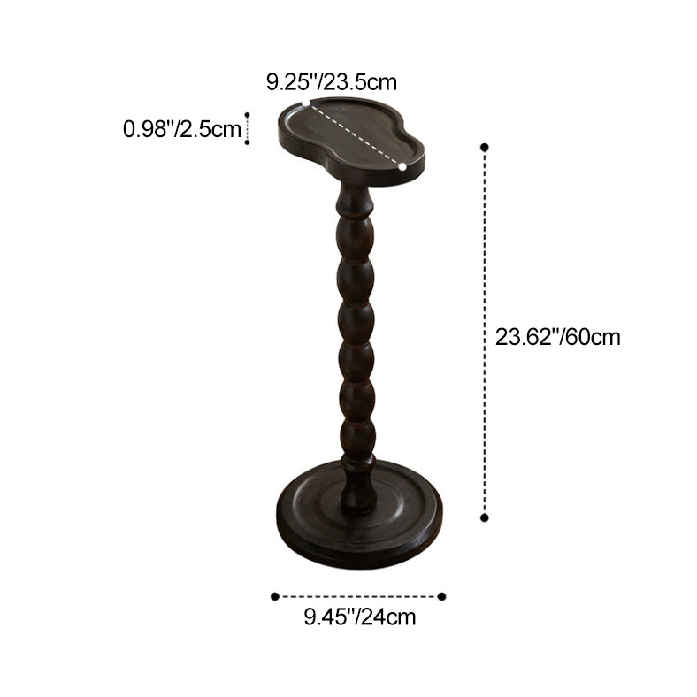 Retro Gourd Spiral Rubber Wood Tray Side Table