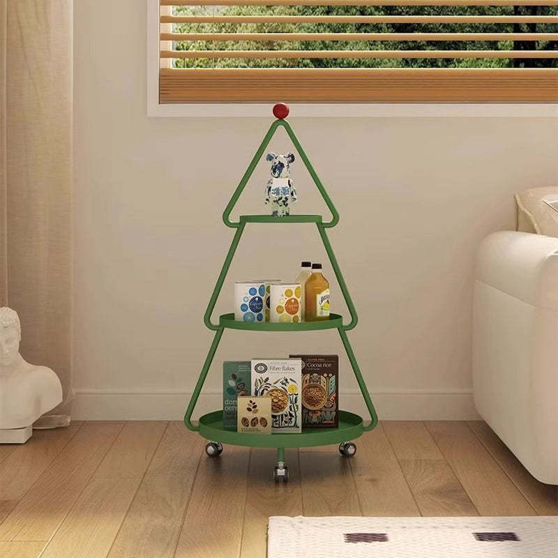 Christmas Tree Iron 3-Tier Side Table — Green