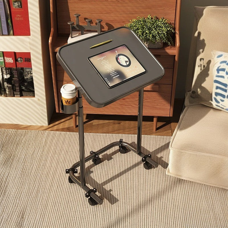 Nordic Rotatable Cup Holder Carbon Steel 1-Tier End Table — Without Wheels / Black