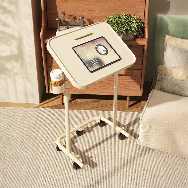 Nordic Rotatable Cup Holder Carbon Steel 1-Tier End Table — Without Wheels / Cream Yellow