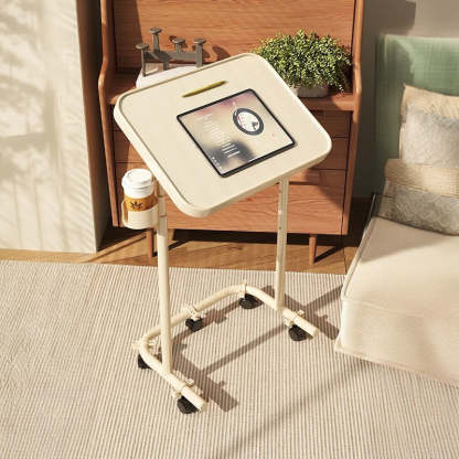 Nordic Rotatable Cup Holder Carbon Steel 1-Tier End Table — Without Wheels / Cream Yellow
