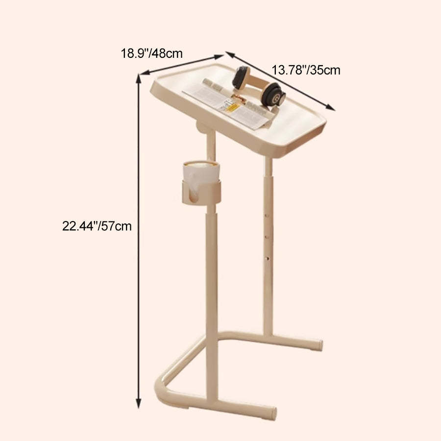 Nordic Rotatable Cup Holder Carbon Steel 1-Tier End Table — With Wheels / White