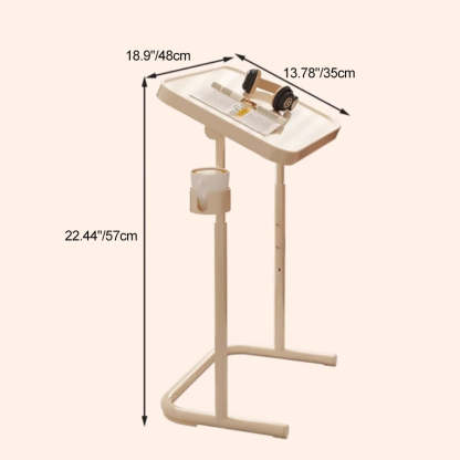 Nordic Rotatable Cup Holder Carbon Steel 1-Tier End Table — With Wheels / White