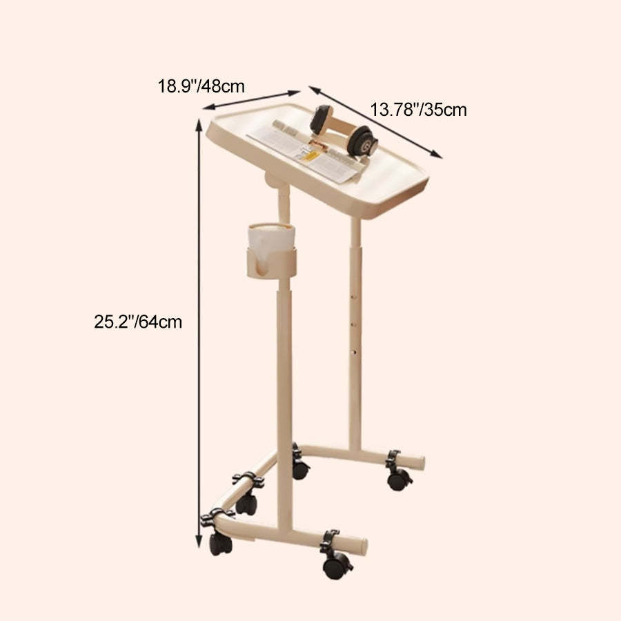 Nordic Rotatable Cup Holder Carbon Steel 1-Tier End Table — With Wheels / Cream Yellow