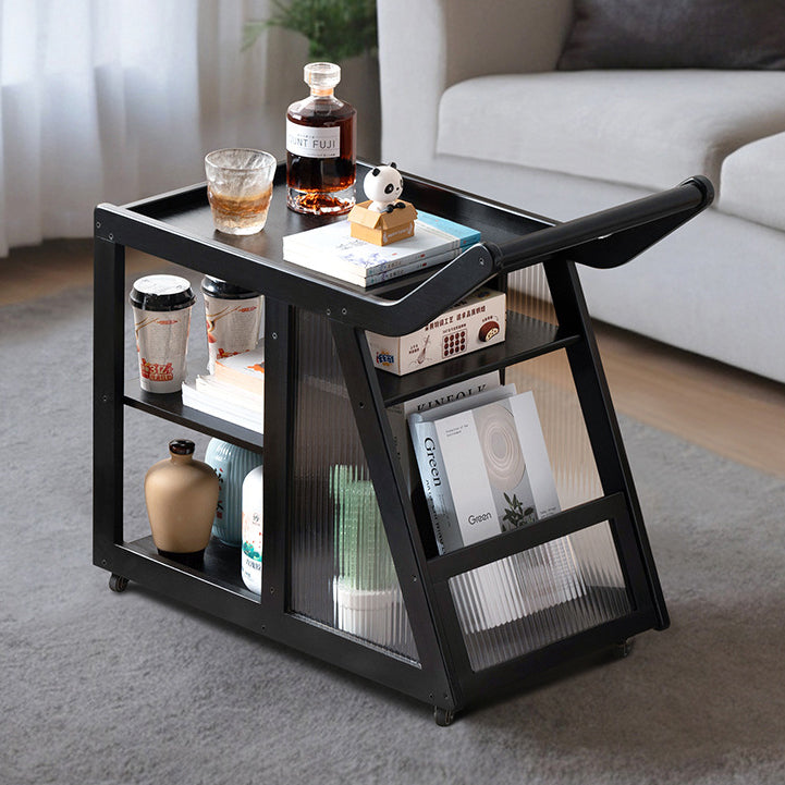 Trapezoid Bamboo Acrylic 3-Tier Side Table