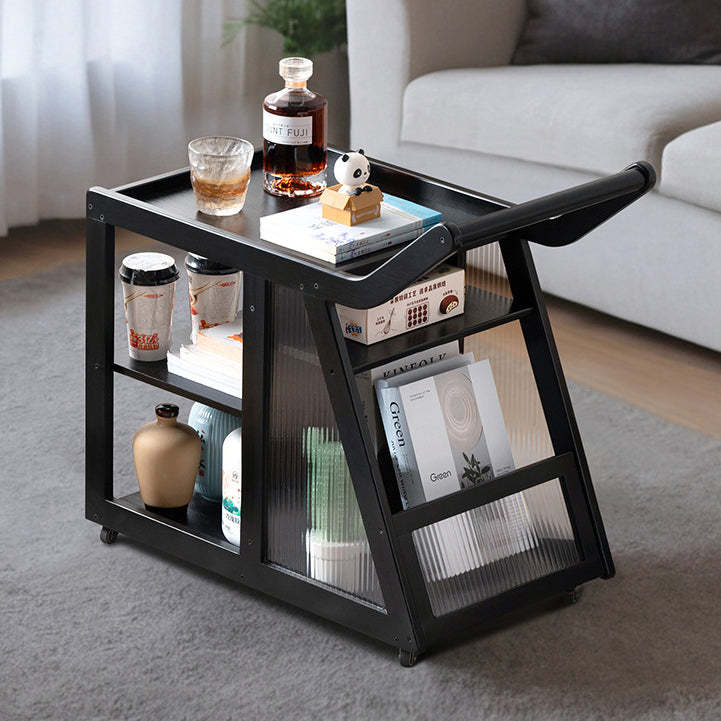 Trapezoid Bamboo Acrylic 3-Tier Side Table