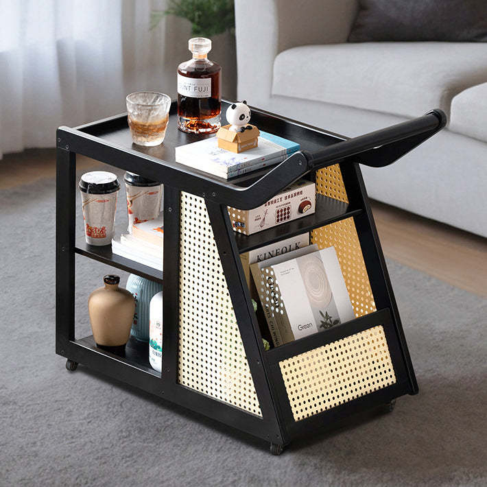 Trapezoid Bamboo Acrylic 3-Tier Side Table