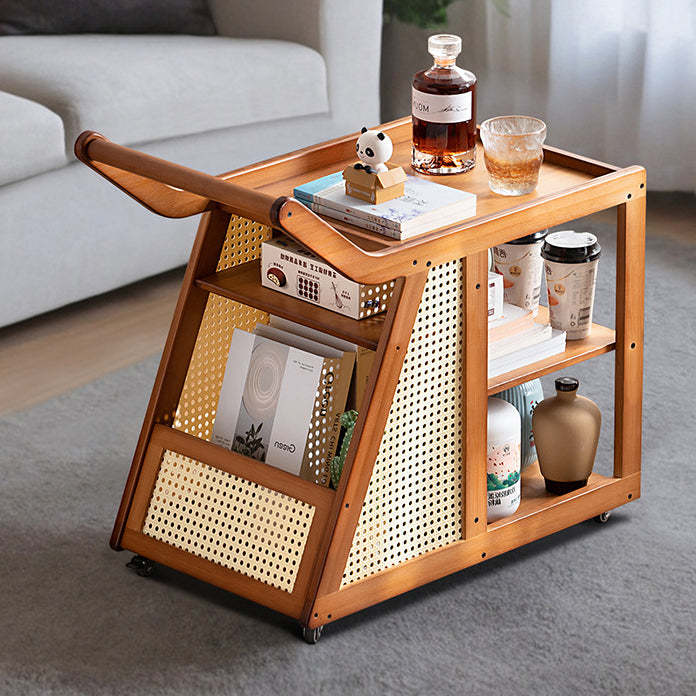 Trapezoid Bamboo Acrylic 3-Tier Side Table