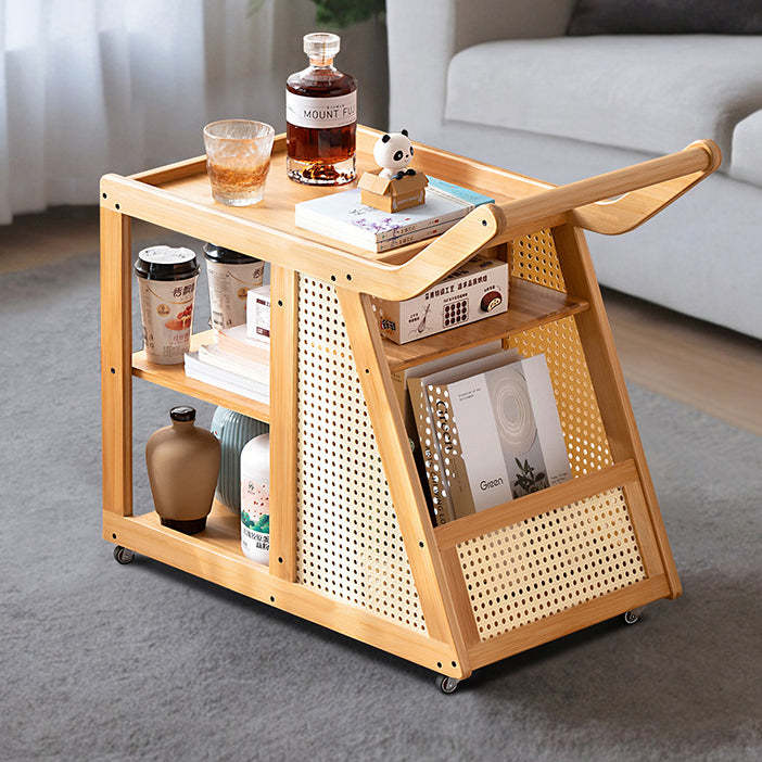 Trapezoid Bamboo Acrylic 3-Tier Side Table