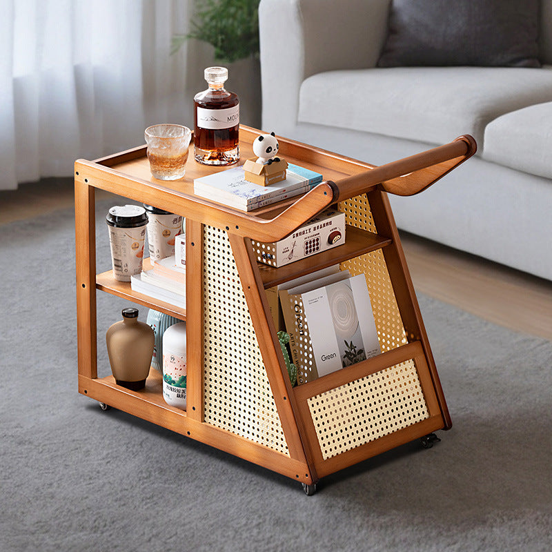 Trapezoid Bamboo Acrylic 3-Tier Side Table