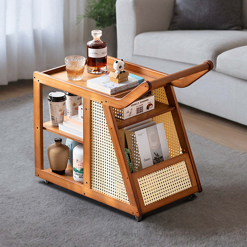 Trapezoid Bamboo Acrylic 3-Tier Side Table