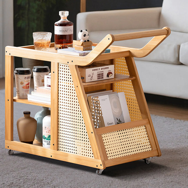 Trapezoid Bamboo Acrylic 3-Tier Side Table