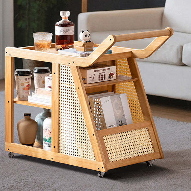 Trapezoid Bamboo Acrylic 3-Tier Side Table