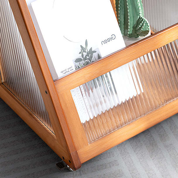 Trapezoid Bamboo Acrylic 3-Tier Side Table — Mesh / Wood Color