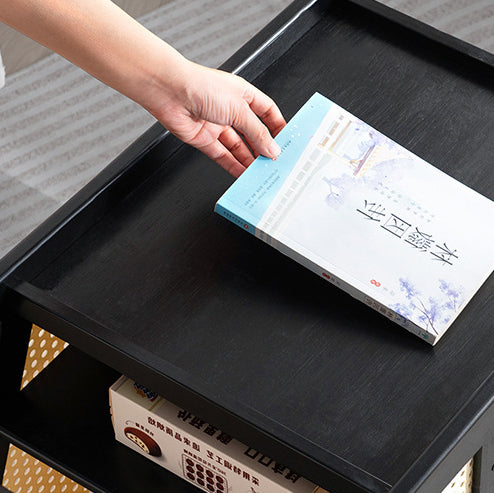 Trapezoid Bamboo Acrylic 3-Tier Side Table