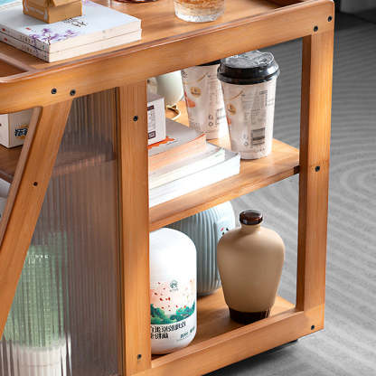 Trapezoid Bamboo Acrylic 3-Tier Side Table — Mesh / Black