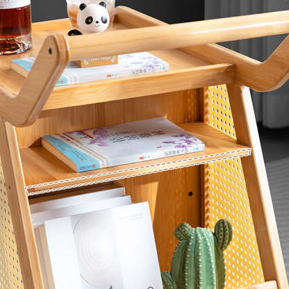 Trapezoid Bamboo Acrylic 3-Tier Side Table — Mesh / Brown
