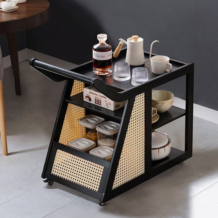 Trapezoid Bamboo Acrylic 3-Tier Side Table