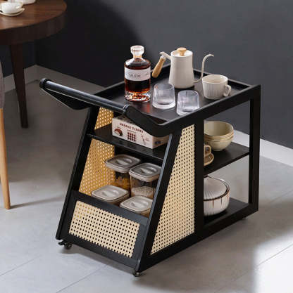 Trapezoid Bamboo Acrylic 3-Tier Side Table