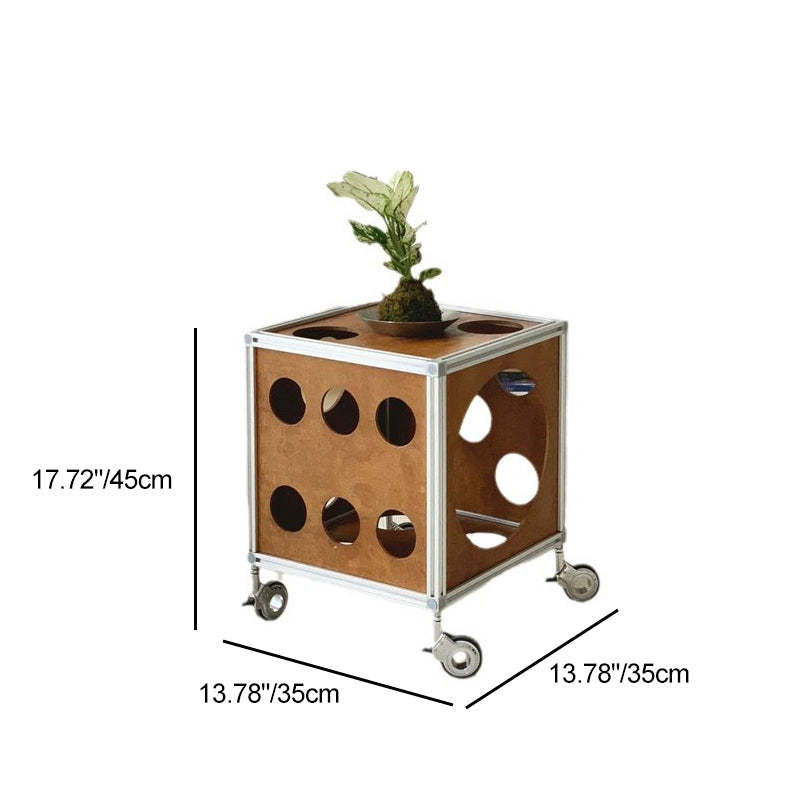 Square Hole Wood Side Table 1-Storage