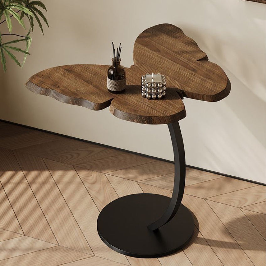 Traditional butterfly 1-tier walnut ceramic glass wood end & side tables, Lighom