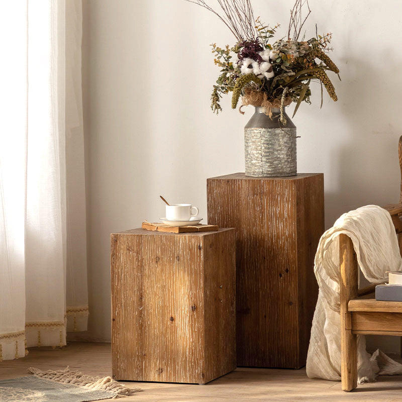 Rustic Chinese Fir Side Table 1-Tier