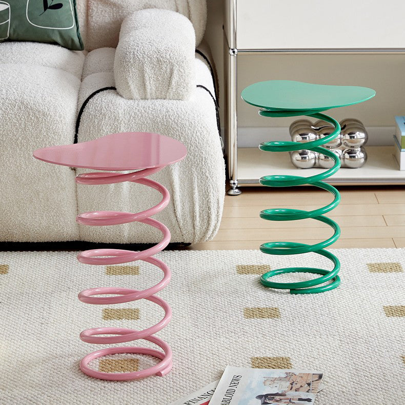 Spring-Shape Iron Side Table 1-Tier — Bright Yellow