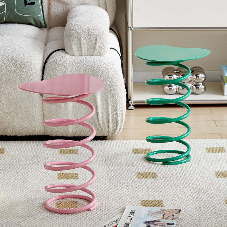 Spring-Shape Iron Side Table 1-Tier — Bright Yellow