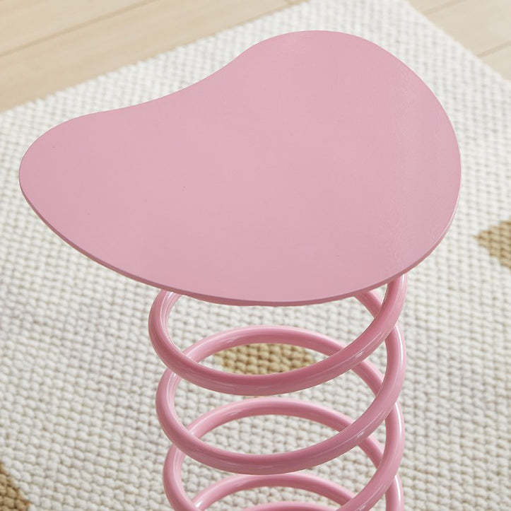 Spring-Shape Iron Side Table 1-Tier — White