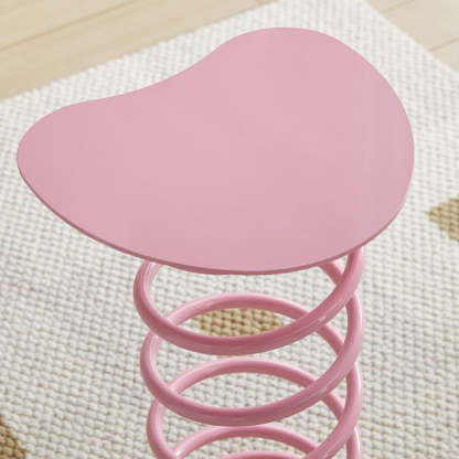 Spring-Shape Iron Side Table 1-Tier — White