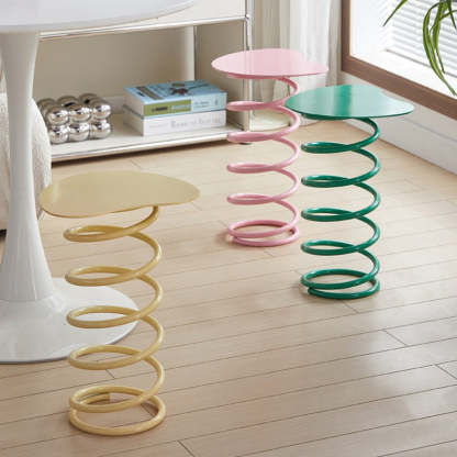 Spring-Shape Iron Side Table 1-Tier