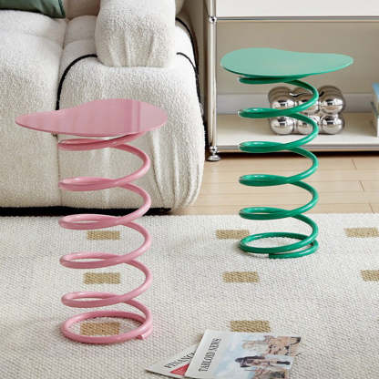 Spring-Shape Iron Side Table 1-Tier