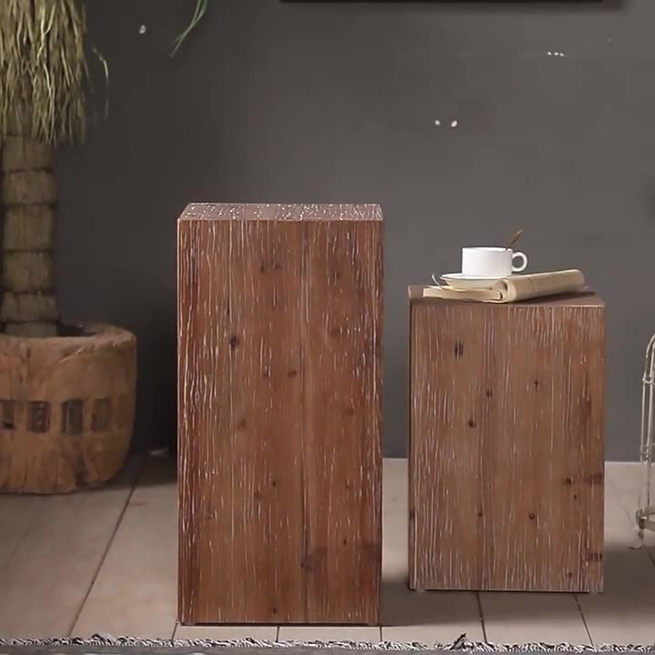Rustic Chinese Fir Side Table 1-Tier
