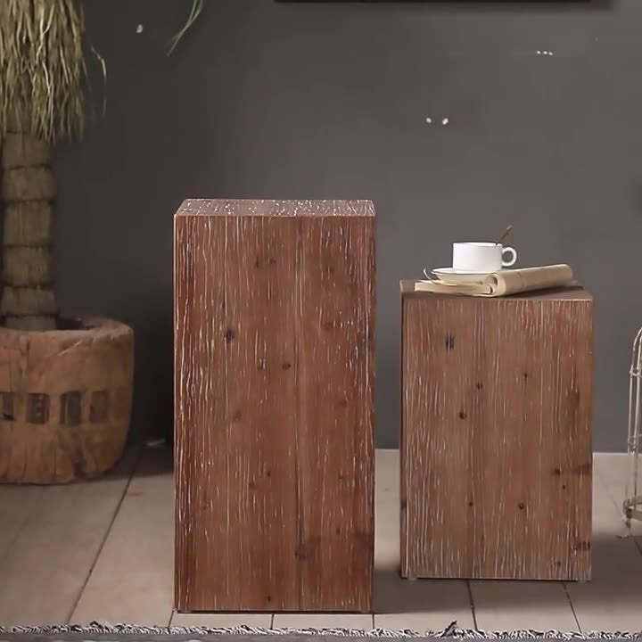 Rustic Chinese Fir Side Table 1-Tier