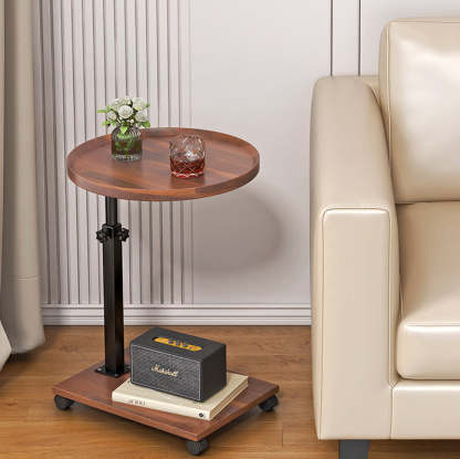 Nordic Adjustable Iron Side Table 2-Tier — Round