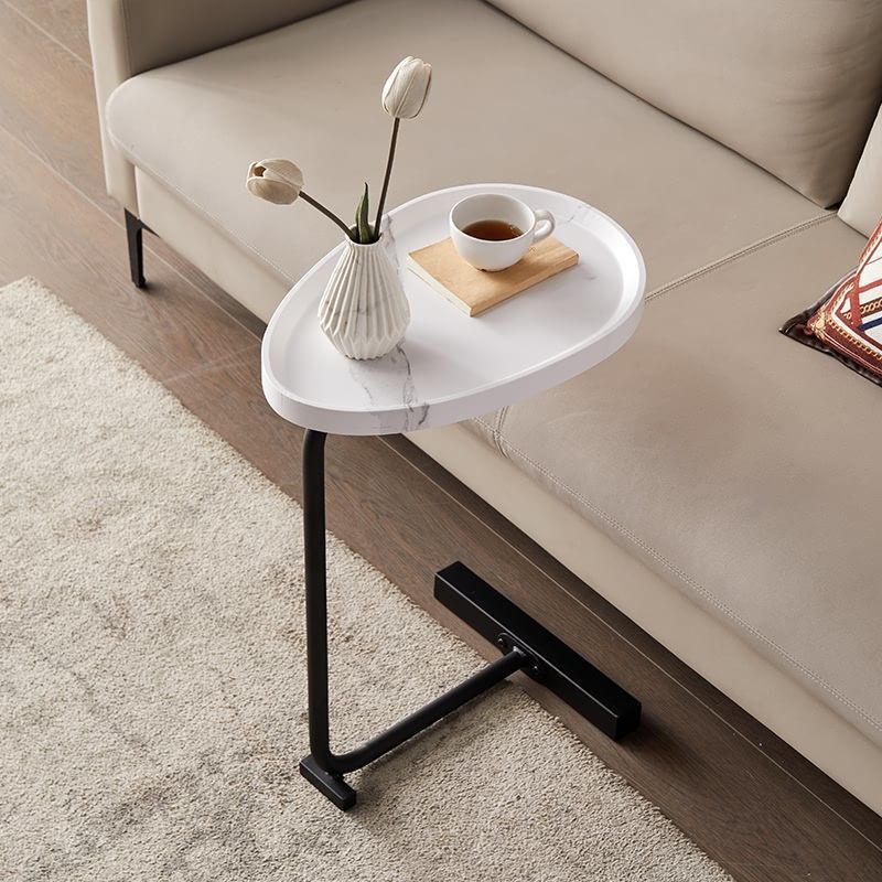 Nordic Water Drop Iron Side Table 1-Tier — Black / White
